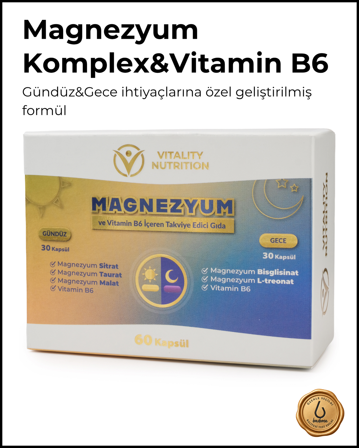 Magnezyum Komplex&Vitamin B6 Gece/Gündüz Özel Formül 200 mg