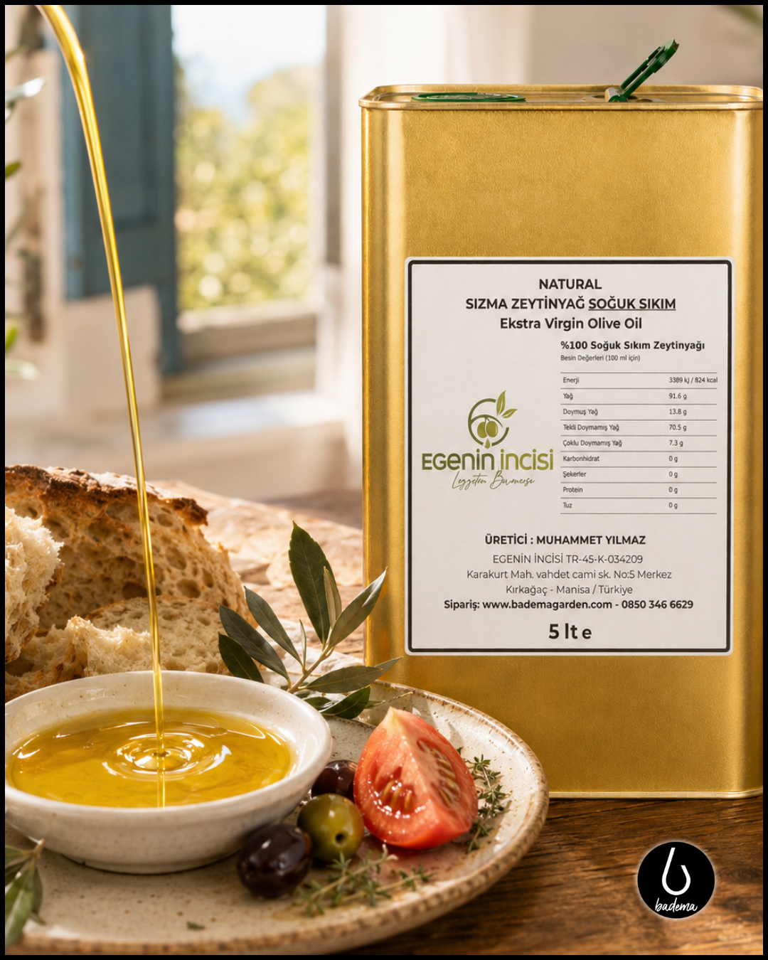 Natural Sızma Zeytinyağ/ Egenin İncisi / Soğuk Sıkım 5 Lt Karakurt Köyü - Manisa