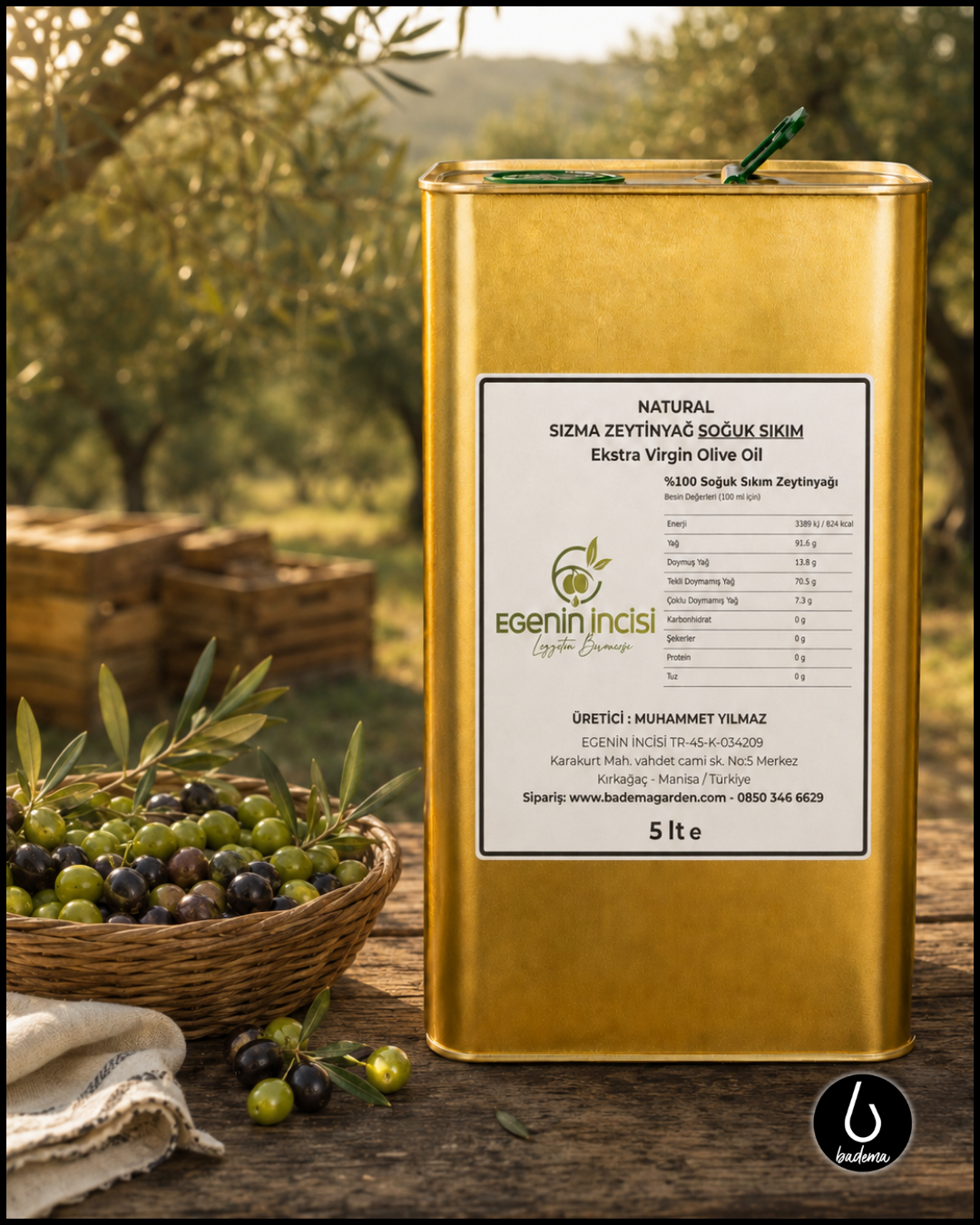 Natural Sızma Zeytinyağ/ Egenin İncisi / Soğuk Sıkım 5 Lt Karakurt Köyü - Manisa