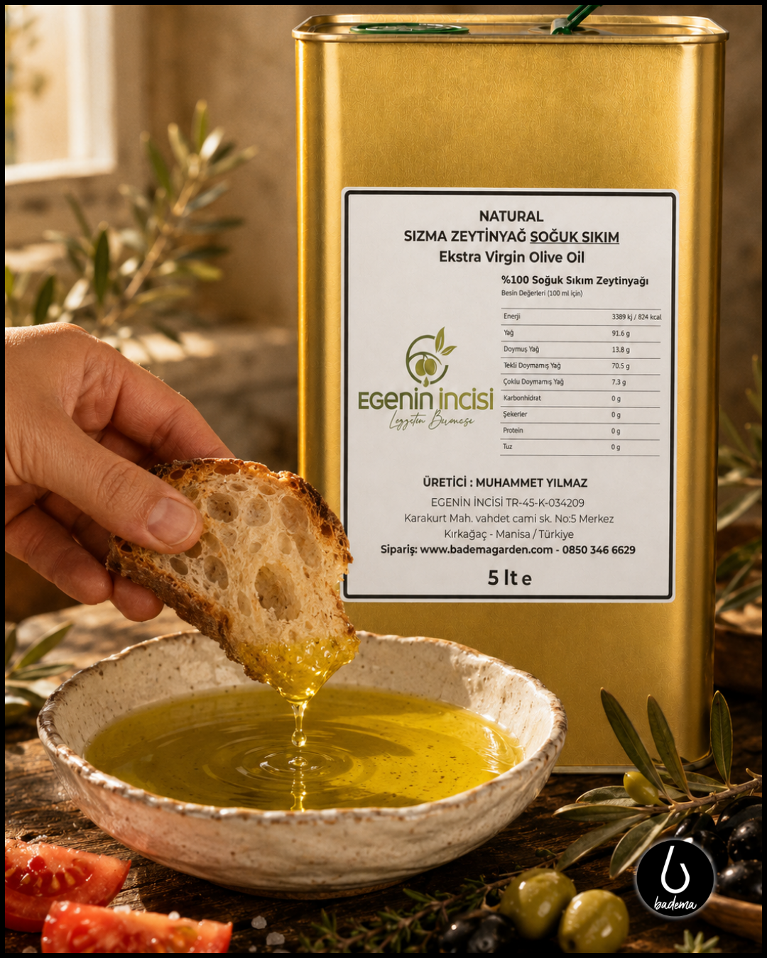 Natural Sızma Zeytinyağ/ Egenin İncisi / Soğuk Sıkım 5 Lt Karakurt Köyü - Manisa
