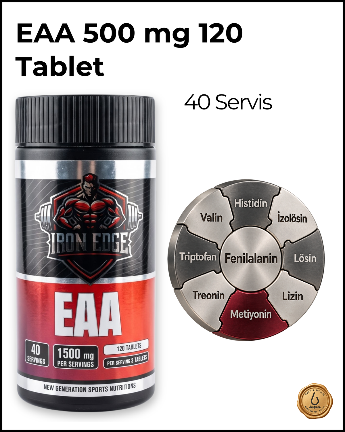 EAA 9 Temel Amino Asit 500 mg 120 Tablet