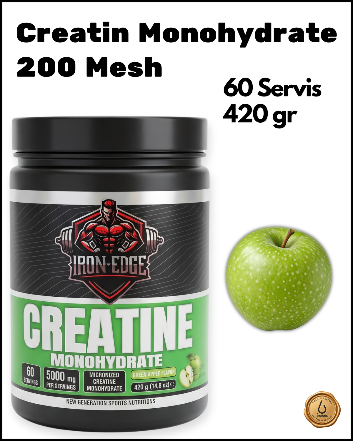 Creatine Monohydrate 420 Gr Yeşil Elma Tadında