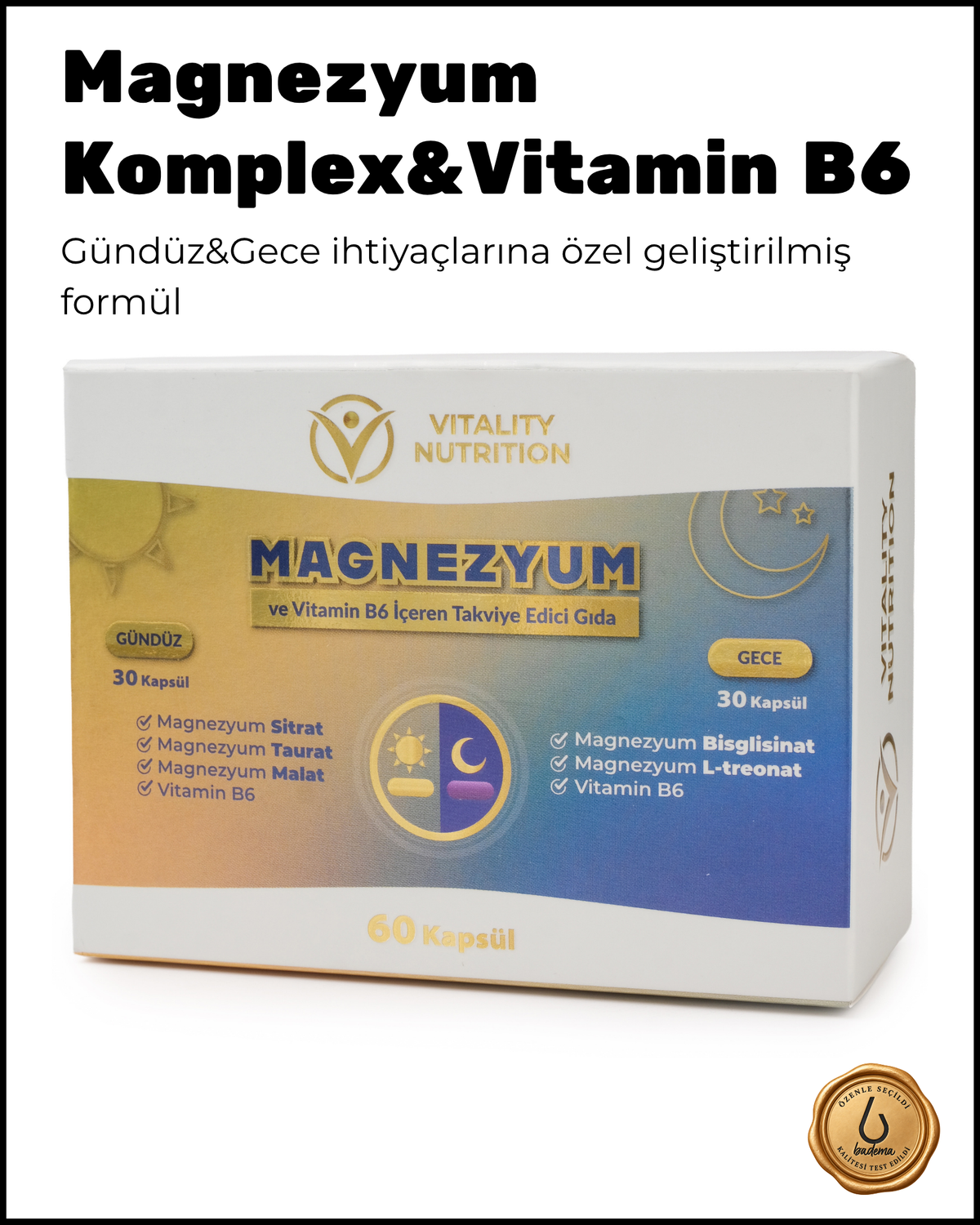 Magnezyum Komplex&Vitamin B6 Gece/Gündüz Özel Formül 200 mg