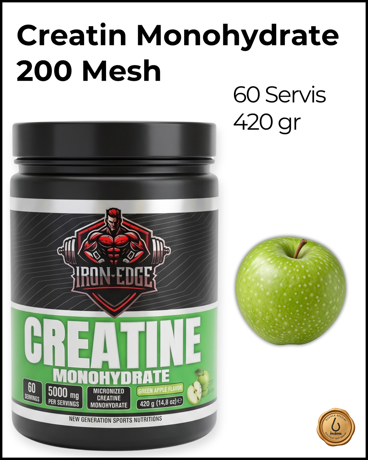 Creatine Monohydrate 420 Gr Yeşil Elma Tadında