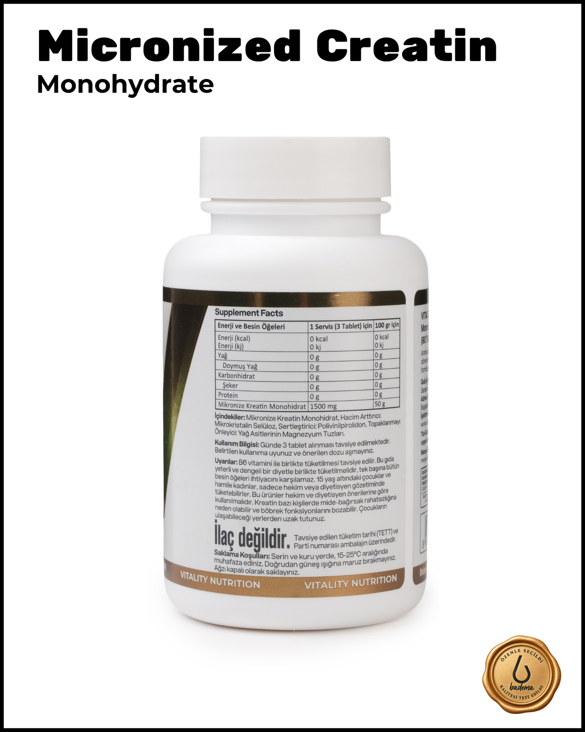Creatin Micronized Monohydrate 500 mg 90 Tablet