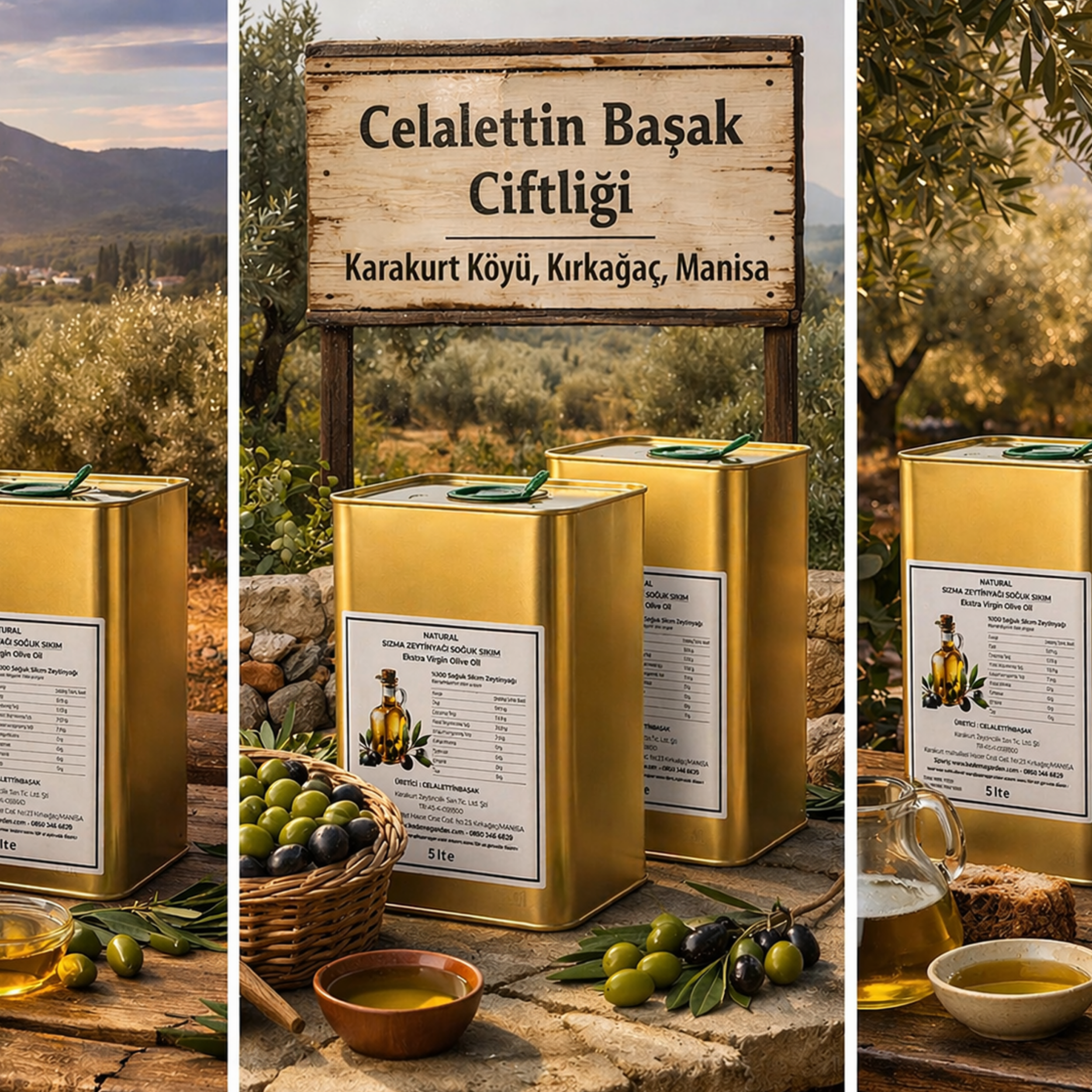 Natural Sızma  Soğuk Sıkım Zeytinyağ / 5 Litre- Manisa Karakurt Köyü