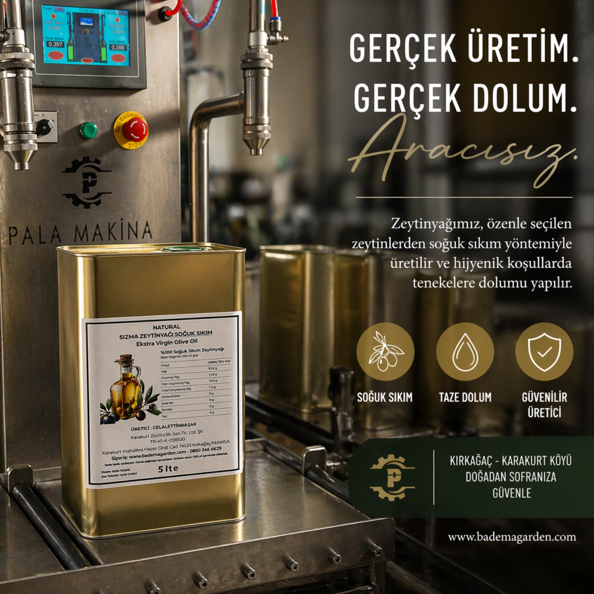 Natural Sızma  Soğuk Sıkım Zeytinyağ / 5 Litre- Manisa Karakurt Köyü